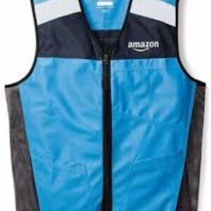 Amazon Men's Blue Black DPS Lully Yang Reflective Work Vest Size XL